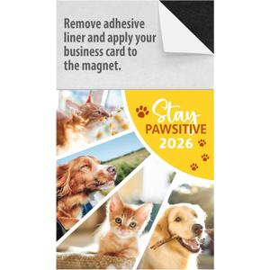 2026 Peel and Stick Magnetic Business Card Calendars, Box of 100, Includes Envelopes, Mail for 1oz Rate, Great Sales Marketing Tool (Furry Friends - 100 Pack)
