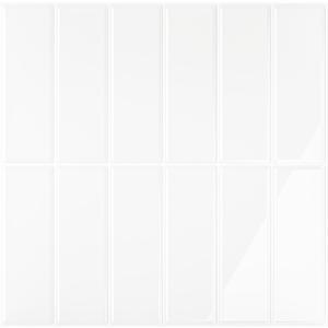 VEELIKE Classic White Straight Linear Peel and Stick Backsplash Stick on Tiles for Kitchen Bathroom 6 Sheet Self Adhesive Ceramic Wall Tiles Peel and Stick Waterproof Back Splash for Kitchen 12''x12''