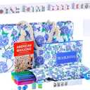Mahjong Set Complete with Blue Carrying Bag, 166 White Mahjong Tiles1.2", 4 All-in-One Colorful Mahjong Racks with Pushers, Majiang Tile Set