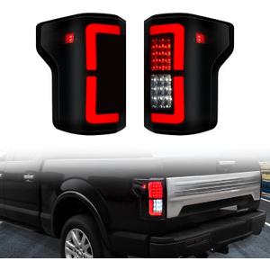 LED Tail Lights Assembly Compatible with Ford F150 2015-2020 Pickup Truck, Smoked Black Rear Lamp Brake Light for F-150 Accessorise, Driver and Passenger Side, Pair