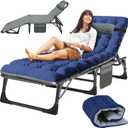 Slsy Sleeping Cots for Adults, 5-Position Folding Chaise Lounge Chairs Outdoor, Portable Folding Bed Cot Lounge Chair for Beach Lawn Camping Pool Sun Tanning (XX-Large, Lead)