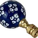 Royal Designs, Inc. Blue/White Porcelain Ball Ornament Design Finial for Lamp Shade, Polished Brass, Pack of 2