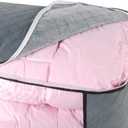 combocube Comforter Storage Bag, Zippered Bag with Large Clear Window and Carry Handles, Space Saver Organizers for Closet, Blanket, Pillow, Quilt, Bedding, Clothes (2Pcs Grey Large)
