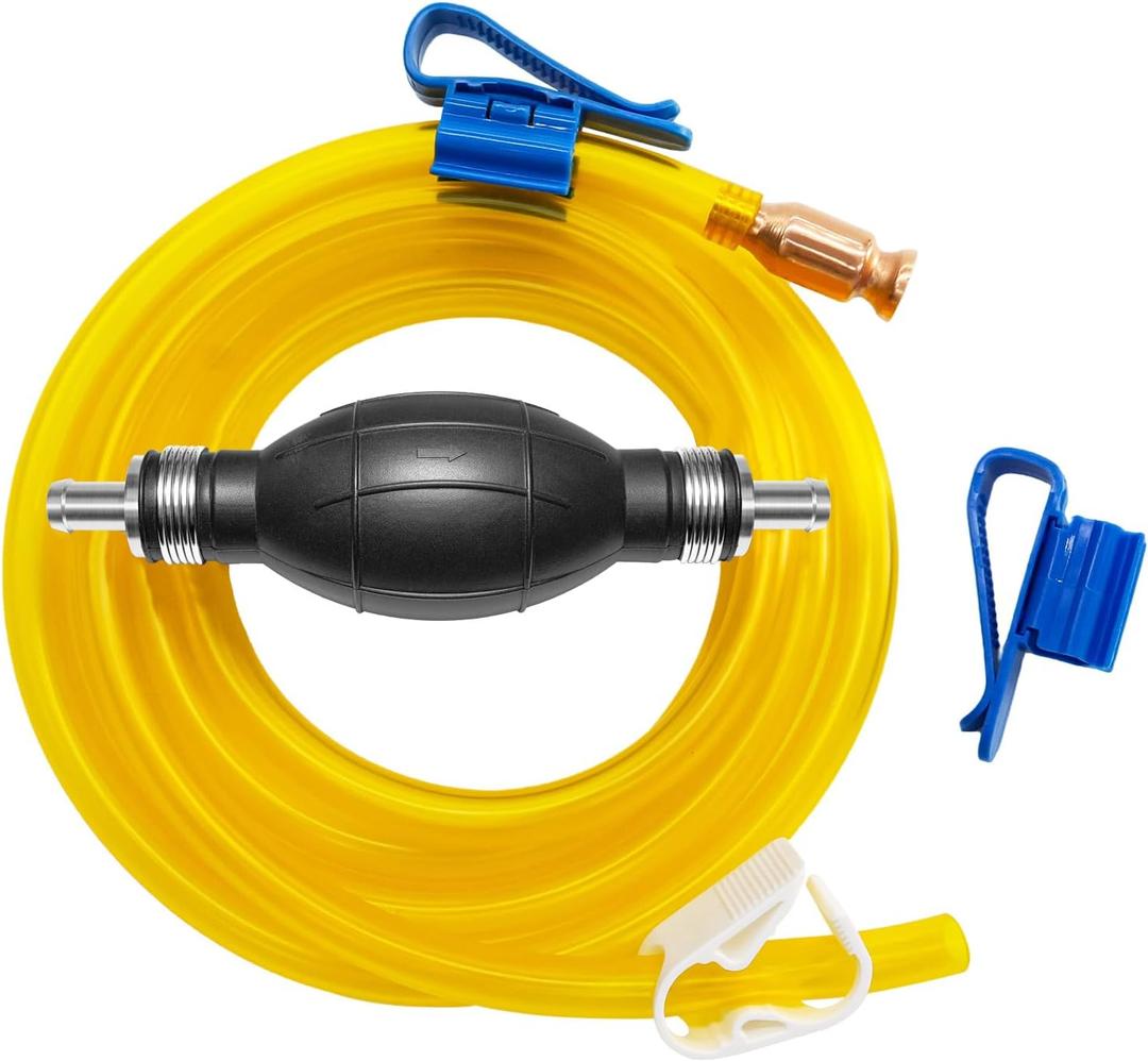Gasoline Transfer Pump - Fuel Transfer Pump, Gas Pump Portable Hand Fuel Siphon Pump, Oil, Diesel, Water, Liquid, Fluid, High Flow 10 Ft Siphon Hose for Gasoline (Yellow)