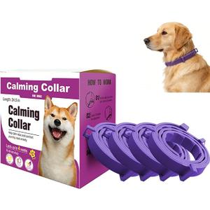 Calming Collar for Dogs, Dog Collar 60-Day Adjustable Calming Collars for Small Medium Large Dogs, 24.5 Inch Comfort Fit Collar 4PCS (Purple)
