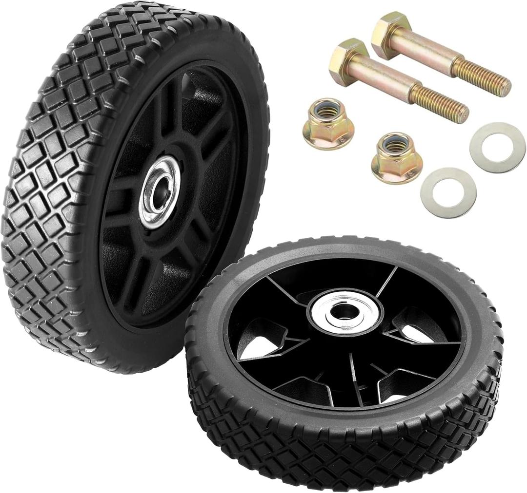 AR-PRO 6-Inch Lawn Mower Wheels - Replacement 6" Push Lawn Mower Wheels with 1-1/2" Width Hub and 1/2" Bearings - Fit for Standard Lawn Mowers, Pressure Washers, Generators and More (2-Pack)
