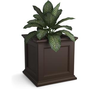 Mayne Fairfield 20-Inch Square Planter Self-Watering, Weather-Resistant Planter for Flowers Durable Outdoor Design for Patio, Porch, or Entryway, Espresso
