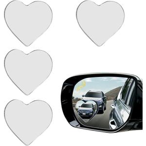 Heart Shaped Blind Spot Mirrors  4PCS Stick-On Adjustable Small Convex Mirror, Universal Fit for Cars & SUVs, Cute Heart Shaped Blind Spot Mirror Design for Safety