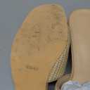 Coutgo Womens Raffia Slide Sandals Chunky Block Heeled Square Open Toe Metal Chain Slip on Mules Dressy Shoes. size 11