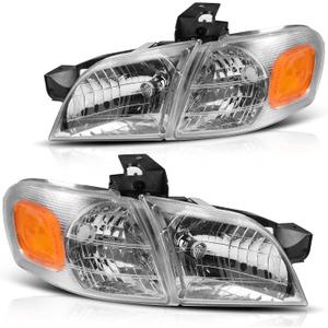 DWVO Headlights Assembly Compatible with 1997-2005 Chevy Venture 97-04 Oldsmobile Silhouette 97-98 Pontiac Trans Sport 99-05 Pontiac Montana Headlamp Replacement Pair (4 Pcs, Chrome)