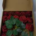 AmyHomie Artificial Flower Dark Red Rose 25pcs Real Looking Fake Roses w/Stem for DIY Wedding Bouquets Centerpieces Arrangements Party Baby Shower Home Decorations