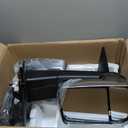 Smoked Power Heated Tow Mirrors Compatible with Dodge Ram 1500 2002-2008, 2500 3500 2003-2009, Flip Up Extended Trailer Towing Side Mirrors, Chrome Housing