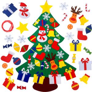 YEAHBEER Felt Christmas Tree for Toddlers, 3.2FT DIY Felt Christmas Tree for Kids with 30 Detachable Christmas Ornaments, Xmas Gifts, Hanging Decorations