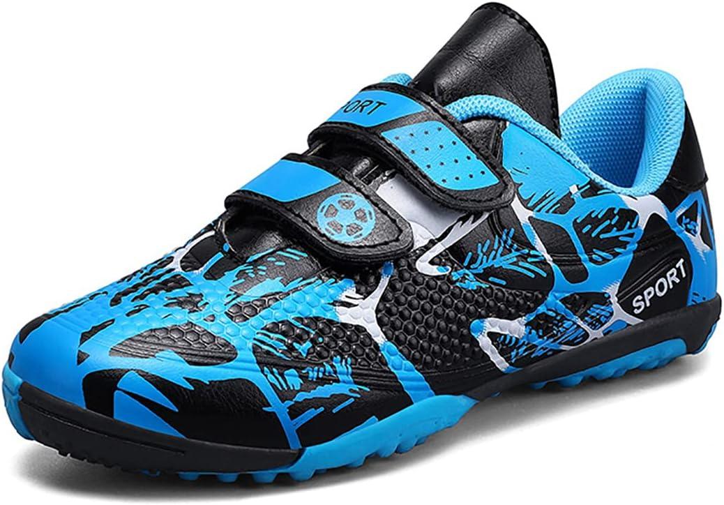 Kids Firm Ground Soccer Cleats for Boys Girls Outdoor Athletic Turf Shoes Indoor Football Trainning Sneakers (2.5 Little Kid, Blue 166)