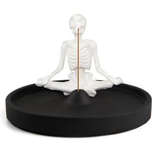 Meditating Skeleton Incense Stick Holder, Incense Holder for Sticks Ash Catcher Incense Holder for Yoga Spa Meditation Home Decor