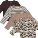 Hanes Baby Long Sleeve T-shirt, Ultimate Flexy Knit Tee for Boys & Girls, 4-Pack