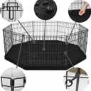 PETIME Foldable Metal Dog Exercise Pen/Pet Puppy Playpen Kennels Yard Fence Indoor/Outdoor 8 Panel 24" W x 24" H with Bottom Pad