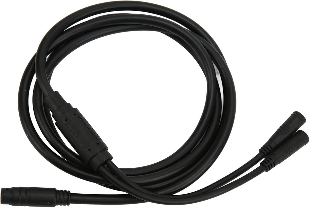 Motor Extension Cable, Electric Bike 1 to 2 Split Motor Cable with Waterproof Connector 155cm for Electric Bicycle Motor, Copper + Plastic, Approx. 155cm/61.0in