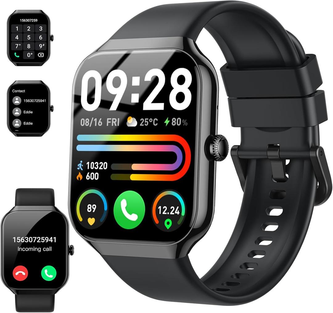 Smart Watch(Answer/Make Call), 1.96" HD Smartwatch for Men Women, 2025 New Fitness Watch with 112+ Sport Modes, Heart Rate, Sleep Monitor, Pedometer, IP68 Waterproof Activity Tracker for Android iOS