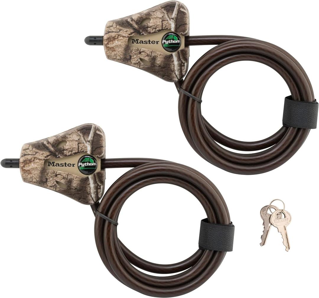 Master Lock Cable Lock, Python Adjustable Keyed Cable Lock, 6 ft. Long Cable, 2 Pack Mossy Oak Country DNA Camouflage