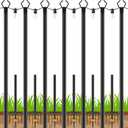 7 Pack 10 FT String Light Poles,Metal with Fork Lights Poles for Outdoor String Light, Rustproof Heavy Duty for Outside Garden,Patio,Wedding,Backyard,Deck,Party Black