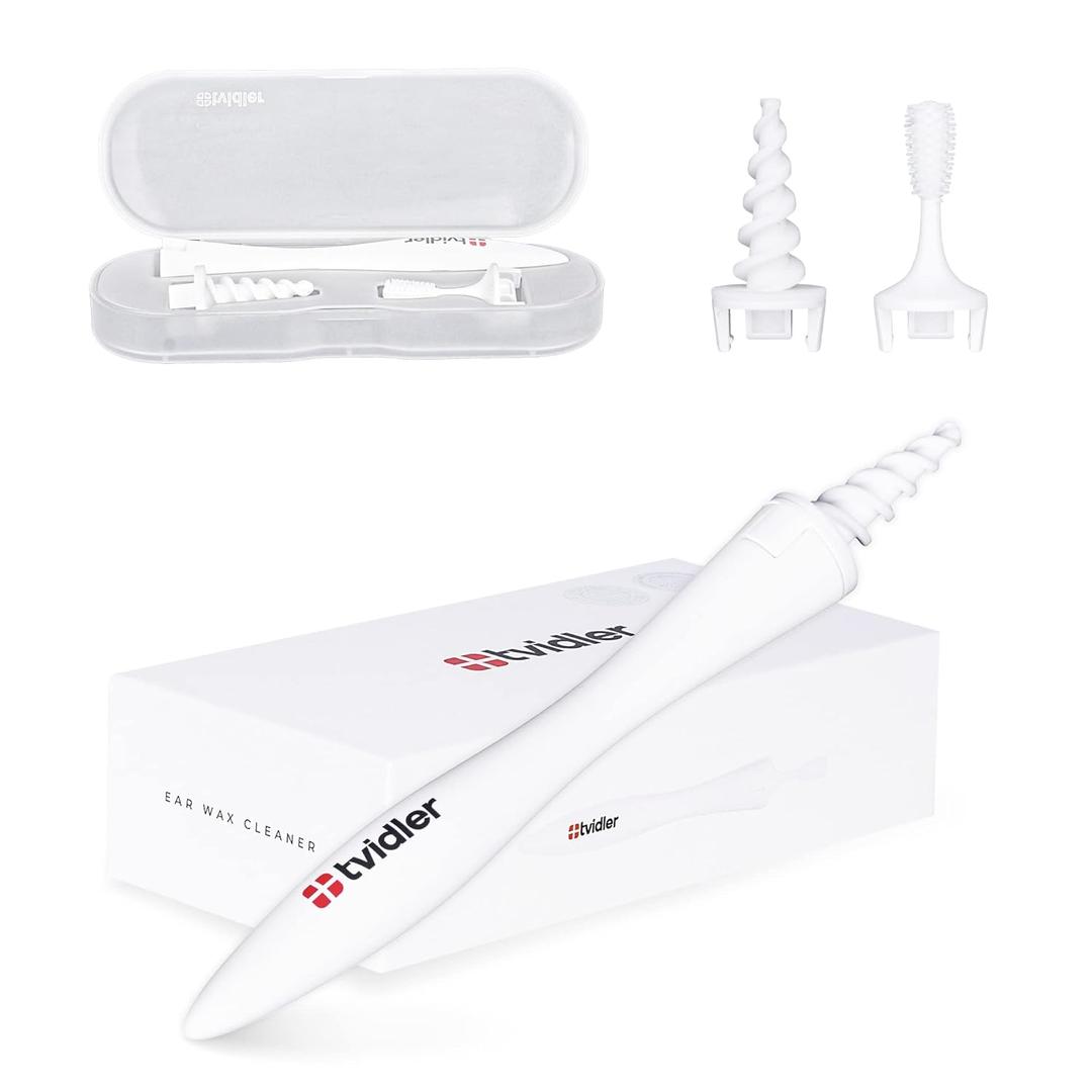 Pro Ear Wax Remover Kit Safely & Effectively Removes Ear Wax. Earwax Cleaner Tool Comes with 2 Different Removal Heads for Maximum Hygiene - Spiral Tip for Deep Cleaning & Brush for Daily Use