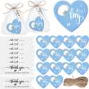 Funnymoom 25 Sets Baby Shower Favors for Guests Include 25 Heart Shaped Bottle Opener Fridge Magnet 25 Thank You Tags with Organza Bag and Twine Gender Reveal Gift Return Gift Baby Shower (Blue)