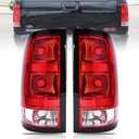 Tail Lights for 2007 2008 2009 2010 2012 2013 GMC Sierra, GMC Sierra 1500 2500HD 3500HD, Tail Light Assembly Driver & Passenger Side Taillights, Sierra Brake Rear Lamp, Red, Black Edge, 1 Pair