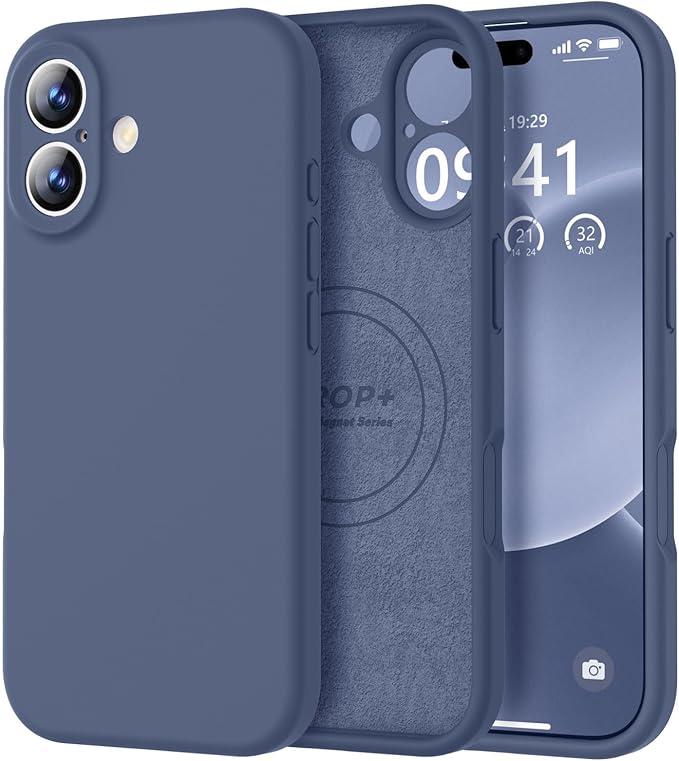 Vooii Magnetic for iPhone 17 Case, Compatible with Magsafe (Premium Liquid Silicone) (Integrated Camera Control Button) Full Body Protective AntiScratch Microfiber Lining 6.3", Navy Blue