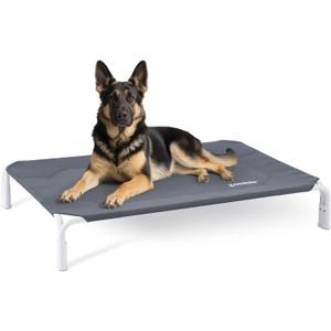 ZOMISIA XL Elevated Dog Bed Tool-Free Assembly, Outdoor Raised Dog Bed Portable Cooling Pet Cot for Large Pets, Summer Pet Hammock Off Ground with Non-Slip Feet & Waterproof Teslin Mesh, 48x33 Inch