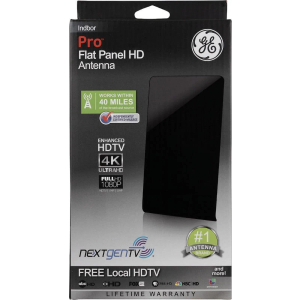 GE PRO Flat Panel HD Indoor Antenna - Free Local HDTV 4K UltraHD Full 1080P