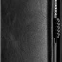 VULKIT Card Holder Wallet with Coin Pocket Magnetic Closure Pop Up Cards With ID Window Leather Wallet for Cash & Credit Cards (Black)