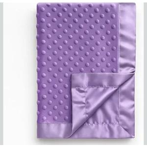 Pro Goleem Baby Soft Minky Dot Blanket with Silky Satin Backing Baby Gifts for Boys and Girls (Purple, 30’’ x 40’’)