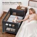 ANGELBLISS Baby Bassinet Bedside Crib, 5-in-1 One-Push Instant Fold Pack and Play with Changing Table, Napper Bassinet, Mattress & Mosquito Net, Portable Playard for Newborns to Toddlers