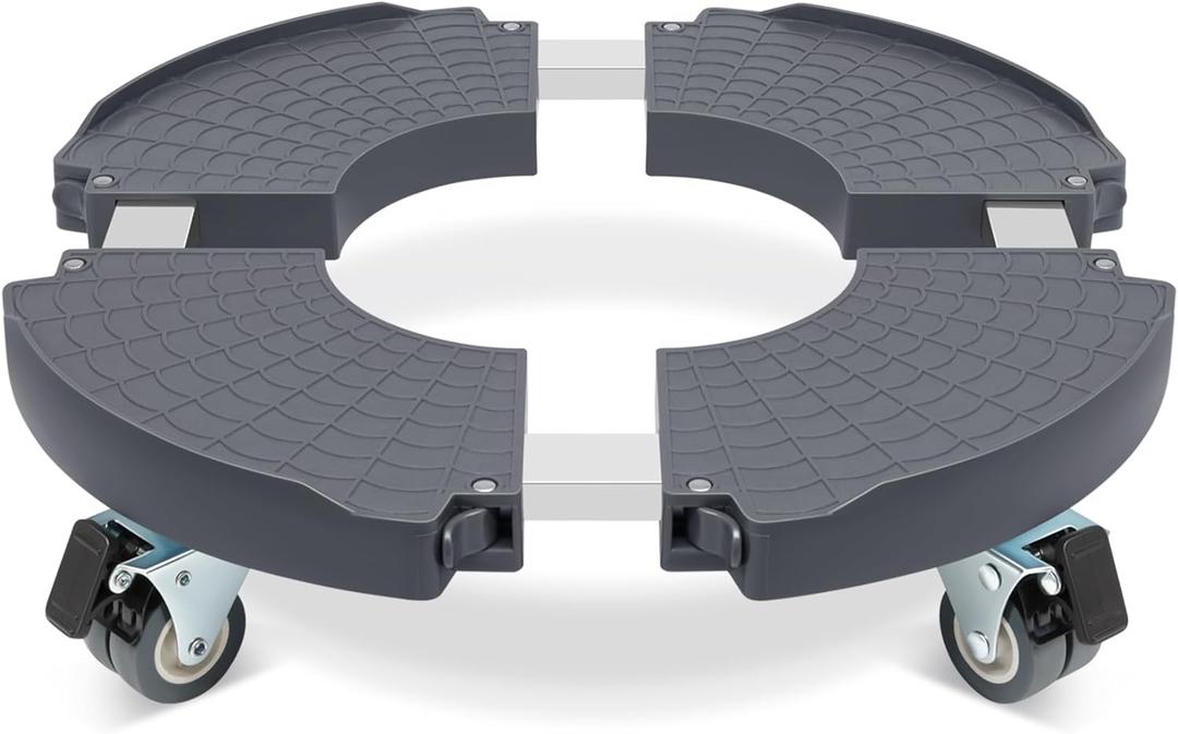 W B D WEIBIDA Round Dolly with Wheels Heavy Duty, Adjustable Pot Dolly 16-20 Inch, Large Plant Mover Indoor Outdoor, Muti Functional Rolling Dolly for Trash Can, Keg, Drum, Barrel (Grey)