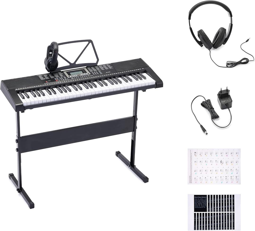 Amazon Basics Portable Electric Keyboard Piano with 61 Full Size Keys, Built-in Speakers, Songs for Learning, Digital Piano, Black