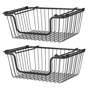 Oceanstar Stackable Metal Wire Storage Basket Set for Pantry, 11 x 9