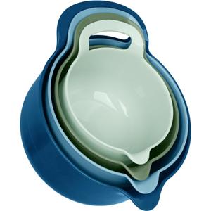 BoxedHome 4 Pack Nesting Mixing Bowl with Pour Spout and Handle, BPA free Microwave & Dishwasher Safe(Green/Blue, 4 Pack with Handle)