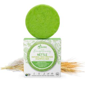 2 x Solid Rice Protein Water Shampoo Bar With Conditioner Effect Hair Soap  Shampoo Bars For Hair With All Natural Plant Based Essential Oils And Zero Waste Packaging (Nettle)