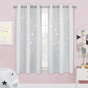 NICETOWN Blackout Curtains with The Stars Cut-Outs - Grommet Thermal Insulated Window Treatment Drapes for Baby Room/Play Room/Living Room (42 inches by 63 inches, 2-Pack, Greyish White)