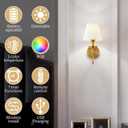 EIDISUNY Vintage Wall Sconces, Wireless Wall Sconce Set of 2 with RGB Rechargeable Dimmable Bulbs, Brass-Color Battery Operated Wall Sconce with Remote for Bedroom, Living Room, Hallway