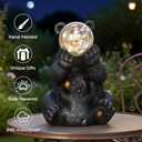 Solar Garden Statues Loving Bear Figurine with Ballon Lights for Outside, Yard Decorations Outdoor, Garden Decor Unique Birthday Housewarming Gifts for Mom, Women