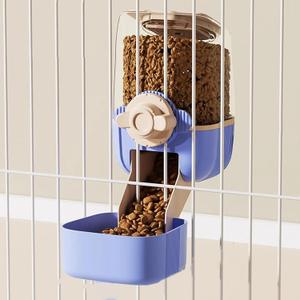 Pet Dog Cat Hanging Automatic Feeders, Auto Gravity Pet Feeder No Drip Water Set, Cage Pet Feeding Bowls Dispenser for Cats Dogs Puppy, Rabbit (Blue-Pink)