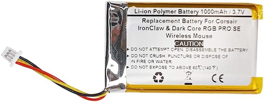 1000mAh 3.7V Replacement Battery for Corsair IronClaw & Dark Core RGB PRO SE Wireless Mouse, CP-DCRP