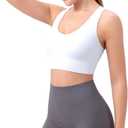 Sports Bras for Women, Criss-Cross Back, Adjustable Wire-Free Medium Support Workout Bra with Removable Cups (White)