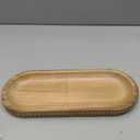 dwellington Wooden Farmhouse Decorative Tray, 11.8in Rustic Beaded Tray for Living Room Decor, Kitchen Table Dcor, Oval Coffee Table Serving Tray (Natural)