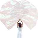 Jetec 2 Pcs 74"x55" Worship Flags for Dance Church Praise Dance Flag with Flexible Rod Semicircle Angel Wing for Outdoor Stage Performance Religious Activities(Transparent White,Solid Color)