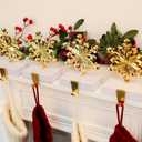 DOYOLLA Snowflake Christmas Stocking Holders Set of 4, Xmas Stocking Holders for Mantle, Mantel Fireplace Topper Stand Hooks, Stockings Hangers for Holiday Decorations
