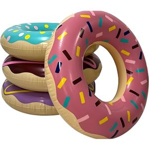 4E's Novelty 4 Pack Donut Pool Floats for Kids & Adults 30" Swim Rings Tubes Floaties for Swimming Pool, Donut Inflatable for Party Decorations Beach Toy, Floating Blow Up Floaties Water Floaty Lake