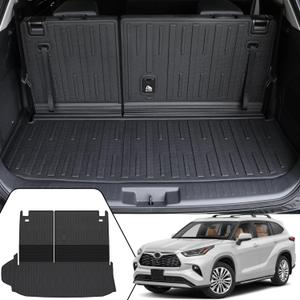 Cargo Mat with Backrest Mat for 2020-2024 2025 2026 Toyota Highlander Car Mat Accessories(Both Hybrid and Gas), TPE All Weather Cargo Liner with SeatBack Cover(Highlander-2 in 1 Trunk Mat)